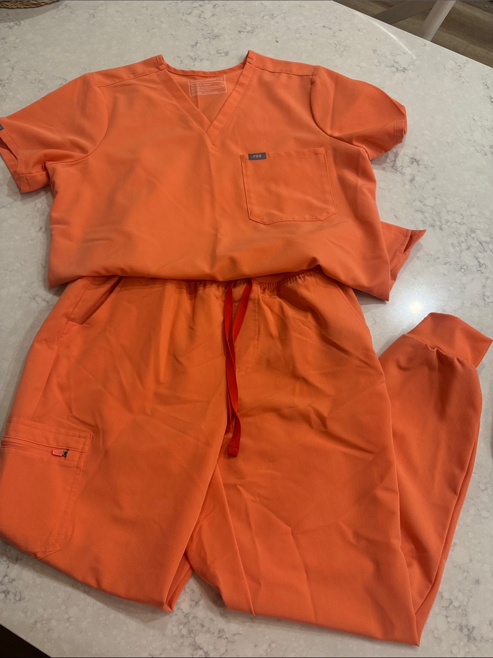 Figs V-Neck Medical Top in Orange